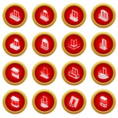 Balcony window forms icons set. Simple illustration of 16 balcony window forms icons set vector icons for web