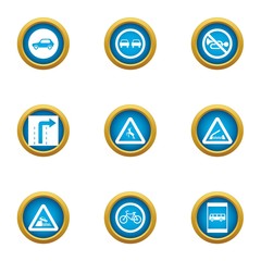Roadbed icons set. Flat set of 9 roadbed vector icons for web isolated on white background