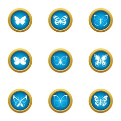 Bat icons set. Flat set of 9 bat vector icons for web isolated on white background