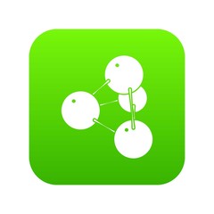 Pyramide molecule icon green vector isolated on white background