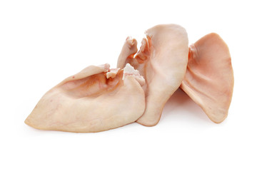 pork ears on white background isolated
