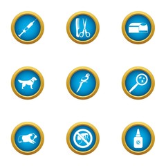 Vet deal icons set. Flat set of 9 vet deal vector icons for web isolated on white background