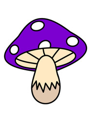 キノコ(紫、白線)