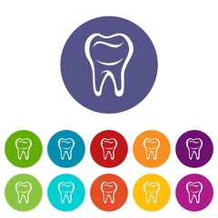 Tooth icons color set vector for any web design on white background