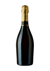 Bottle of champagne on white background.Clipping path