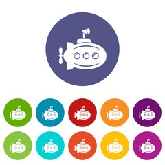 Bathyscaphe with horn icons color set vector for any web design on white background