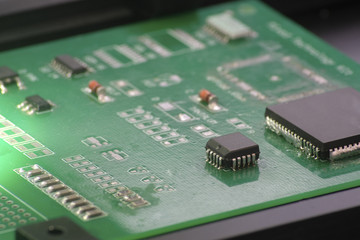 chip on a printed-wiring board close up