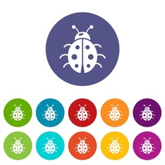 Ladybug icons color set vector for any web design on white background