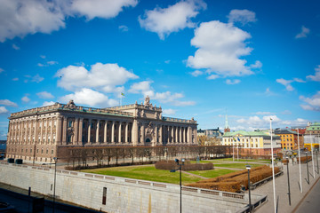 Fototapeta na wymiar Swedish Parliament House and Riksplan