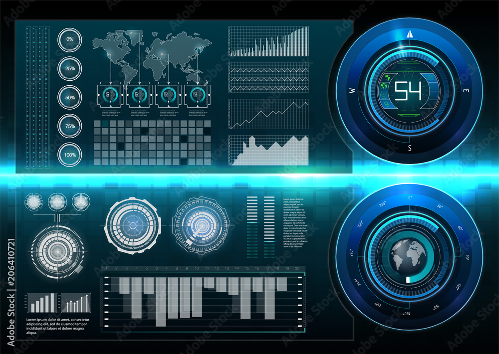 Poster hud style. big hud sets. vector science abstract. vector illustration. futuristic user interface. sk