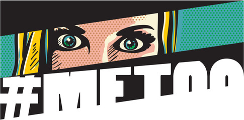 #metoo. Me too movement pop art style banner with woman face