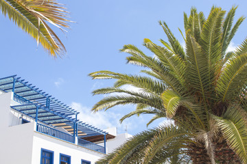 Typical canary blue house colors of Lanzarote