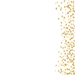 Obraz premium Gold star confetti celebration isolated on white background. Falling stars golden abstract pattern decoration. Glitter confetti Christmas card, New Year. Shiny sparkles. Vector illustration