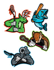 Lacrosse and Baseball Sports Mascot Collection