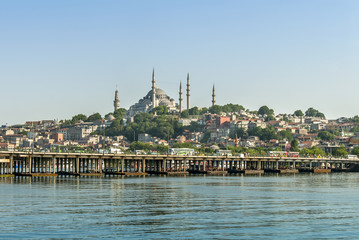 Fototapeta na wymiar Istanbul, Turkey, 12 June 2007: Suleymaniye Mosque is an Ottoman mosque in the Eminonu district of Istanbul.