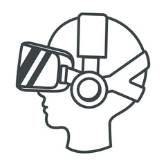user with reality virtual mask technology vector illustration design
