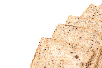 Sliced multigrain bread isolated on white background