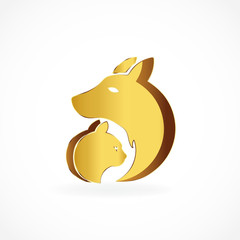Logo dog and cat gold vector