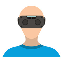 user with reality virtual mask technology vector illustration design