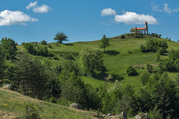 Fototapeta na wymiar Amazing landscape of Green Hills near Village of Borovo in Rhodope Mountains, Plovdiv region, Bulgaria