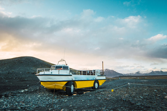 Boat with sea legs in valley
