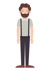 Obraz premium young man with beard avatar character vector illustration design