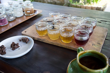 Tasting of different balinese teas, coffees and chocolates, Tegenungan, Bali, Indonesia (09.05.2018)