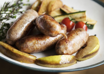 Sausages on a plate food photography idea