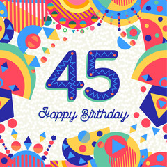 45 forty five year birthday party greeting card