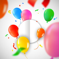 Happy Birthday card template with party balloons