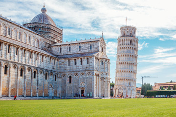 Cathedral and Leaning Tower of Pisa in Italy - obrazy, fototapety, plakaty