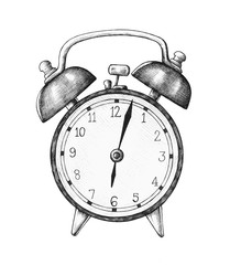Hand-drawn alarm clock illustration