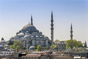 Fototapeta na wymiar Istanbul, Turkey, 25 April 2006: Suleymaniye Mosque is an Ottoman mosque in the Eminonu district of Istanbul.
