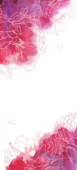 vertical banner with pink flowers on pink watercolor background  with white - 206423161