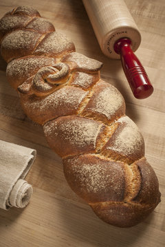 Braided Bread and rolling pin