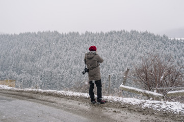 photographer in the snow