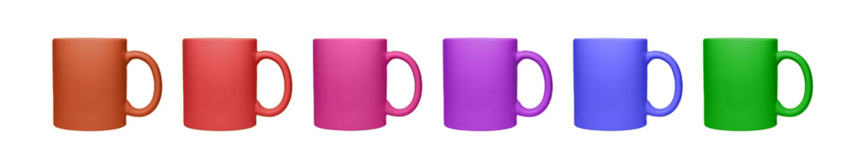Colorful mugs isolated