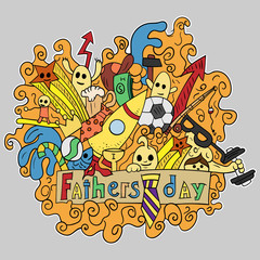 color illustration in Doodle theme fathers day style