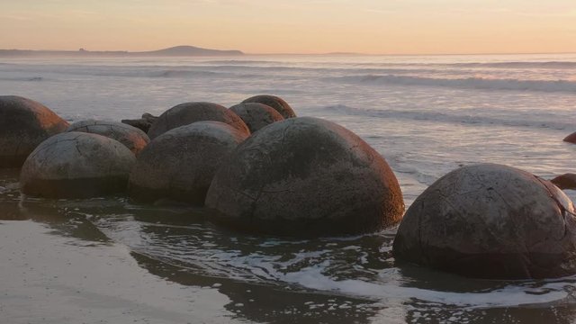 Moeraki boulders in the South Island New Zealand