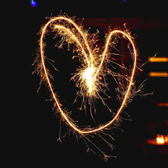 sparkler shape of love heart