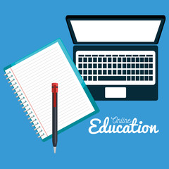 on line education with laptop vector illustration design