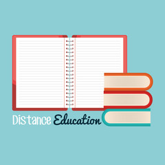 on line education with notebooks vector illustration design