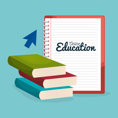 on line education with books vector illustration design