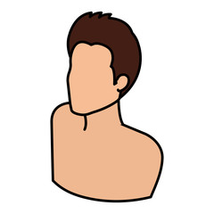 young man shirtless avatar character vector illustration design