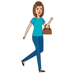 businesswoman with handbag avatar character vector illustration design