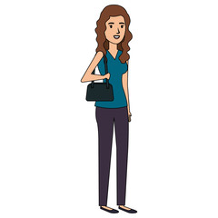 businesswoman with handbag avatar character vector illustration design