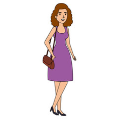 businesswoman with handbag avatar character vector illustration design