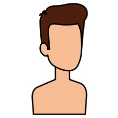 young man shirtless avatar character vector illustration design