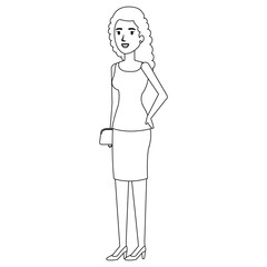 businesswoman with handbag avatar character vector illustration design