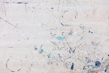 abstract workplace surface background with color blots and paint splashes
